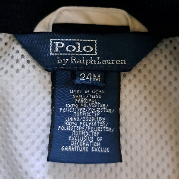 Polo Ralph Lauren Kids White Navy Yellow Zip Up Jacket Polo Pony Logo 24M - Picture 9 of 9